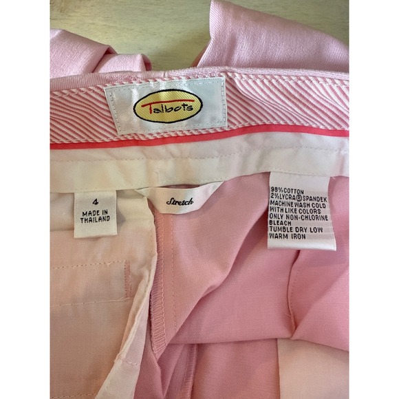Talbots Pink Stretch Cotton Blend Straight‎ Leg Pants Women Size 4 - Picture 5 of 5